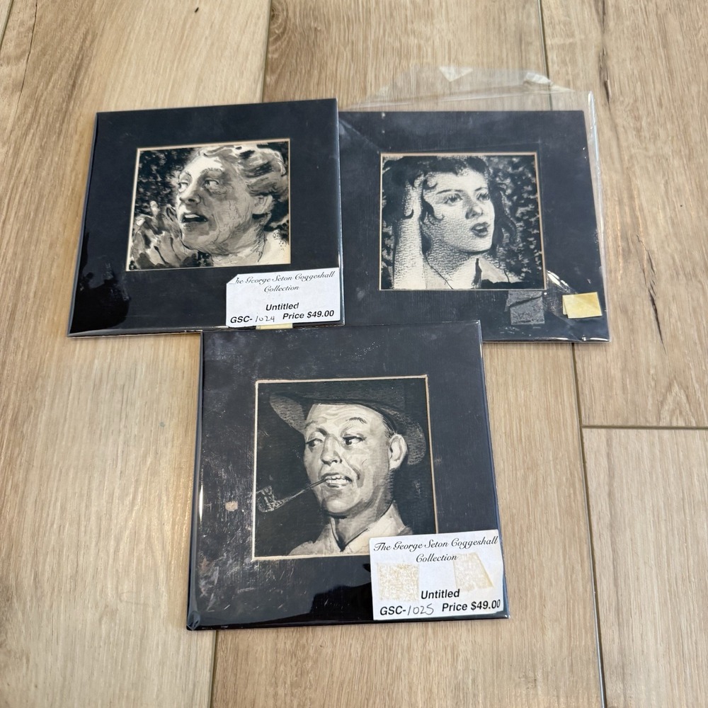 George Seton Coggeshall Collection Set of 3 Untitled Portrait Artwork Expression
